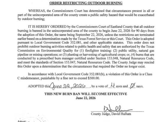 Burn Ban in Effect