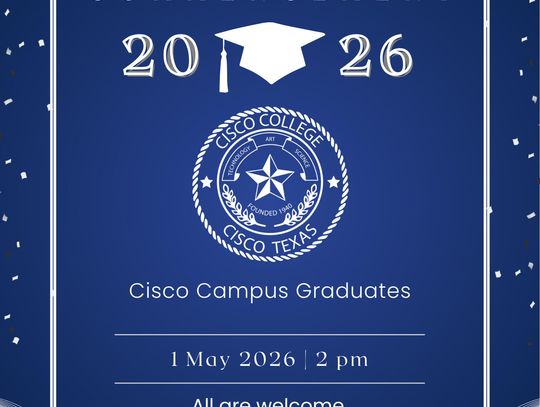 Cisco College 2026 Commencement Friday, May 1, 2 p.m.