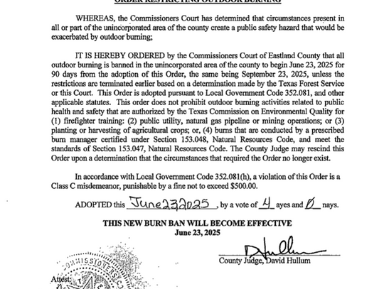 County Burn Ban in Effect