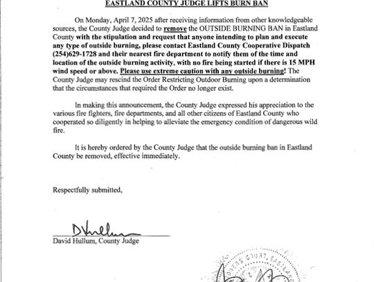 County Burn Ban Lifted
