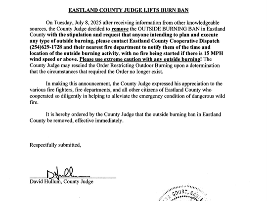 County Burn Ban Lifted