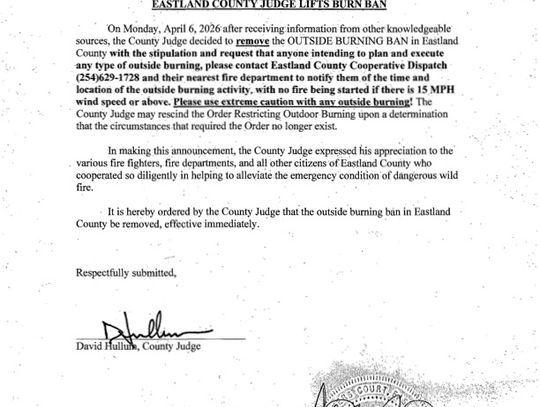 County Burn Ban Lifted