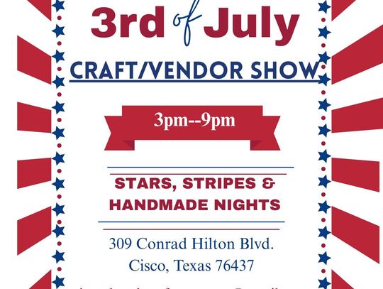 Craft/Vendor Show July 3rd in Cisco