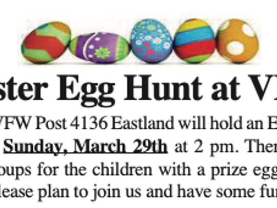 Easter Egg Hunt at VFW Sunday, March 29