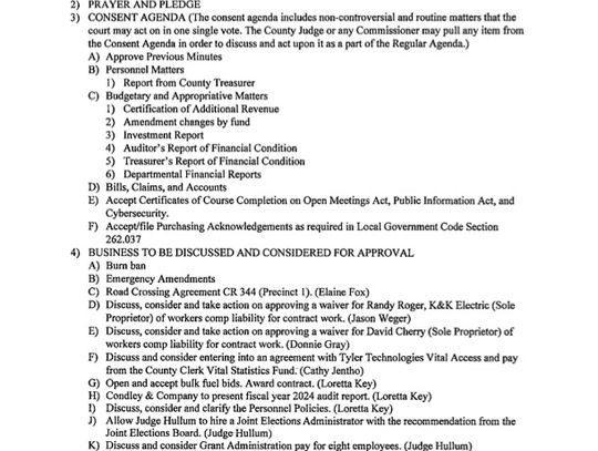 Eastland County Commissioners Court 6/23/2025