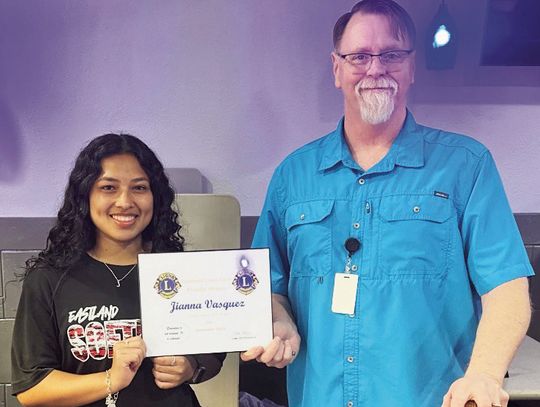 Eastland Lions Club Honors EHS ‘Student of the Month’Recipients