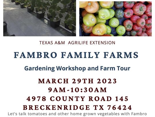 Gardening Workshop and Farm Tour March 29