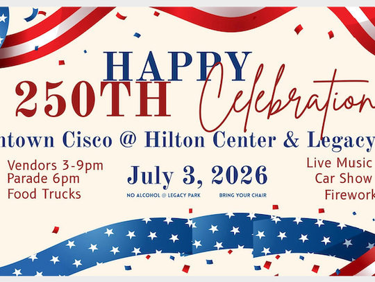 Happy 250th Celebration Friday,  July 3rd in Cisco
