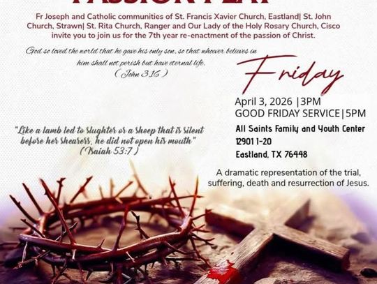 Passion Play Friday, April 3 at 3 p.m.