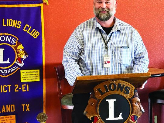 Patrick Odom speaks at Lions Club