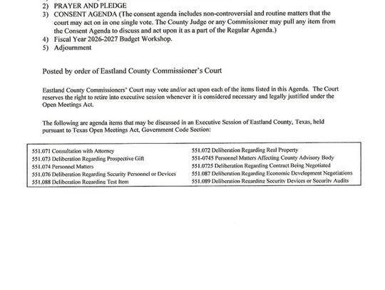 Special Meeting Commissioners Court 6/23/26