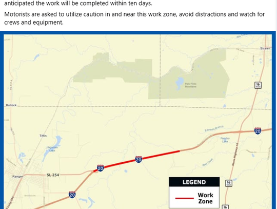 TX DOT Eastland County Traffic Alert