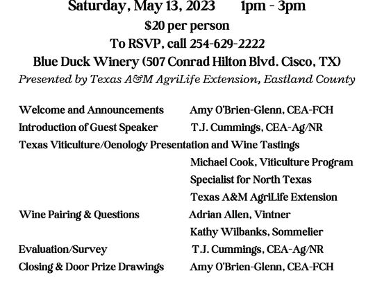 Vine to Wine Saturday, May 13 in Cisco 