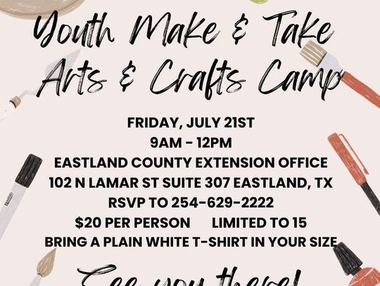 Youth Make & Take Arts and Crafts Camp July 21 