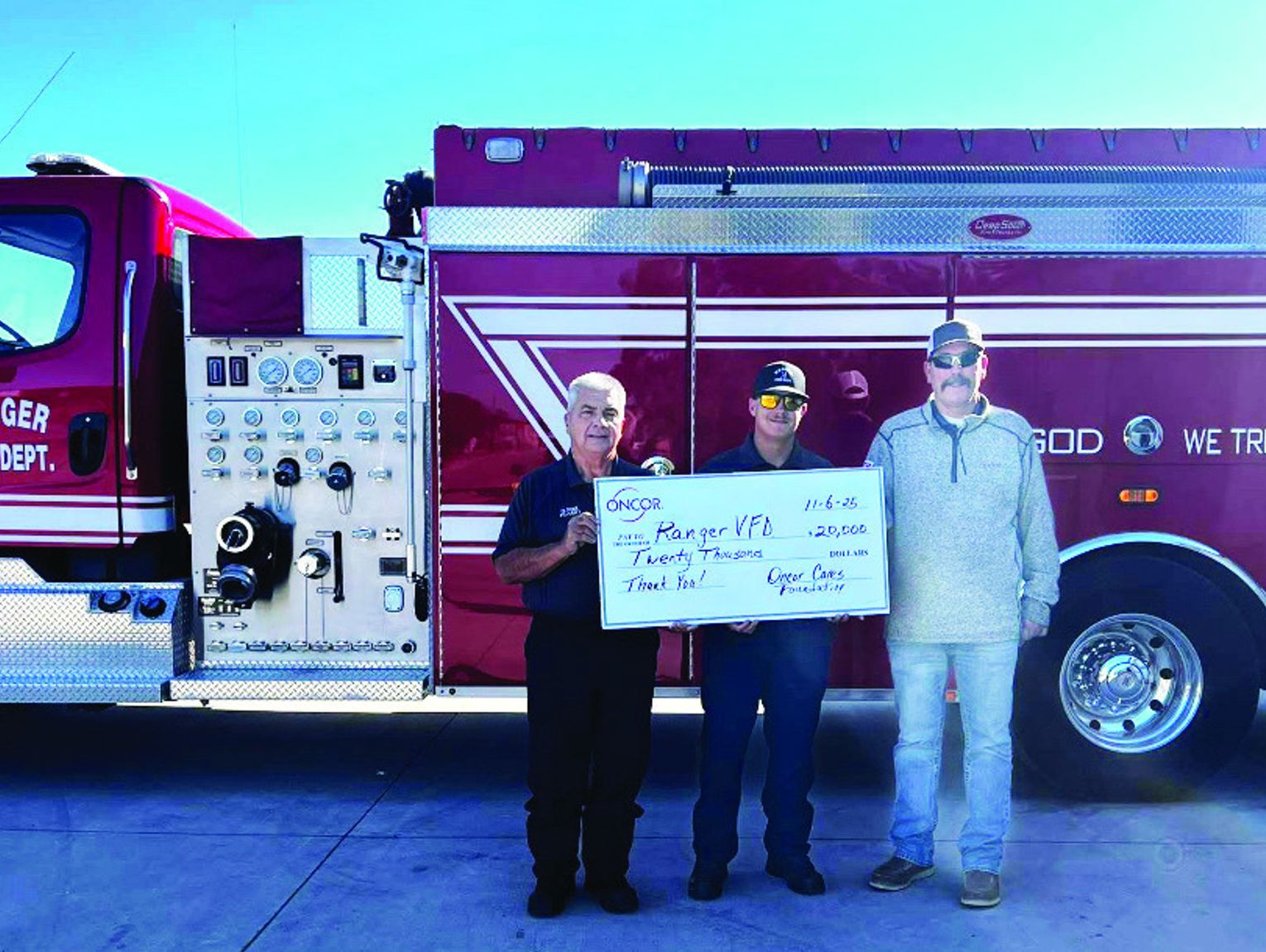 Fire Department Receives Grant from Oncor