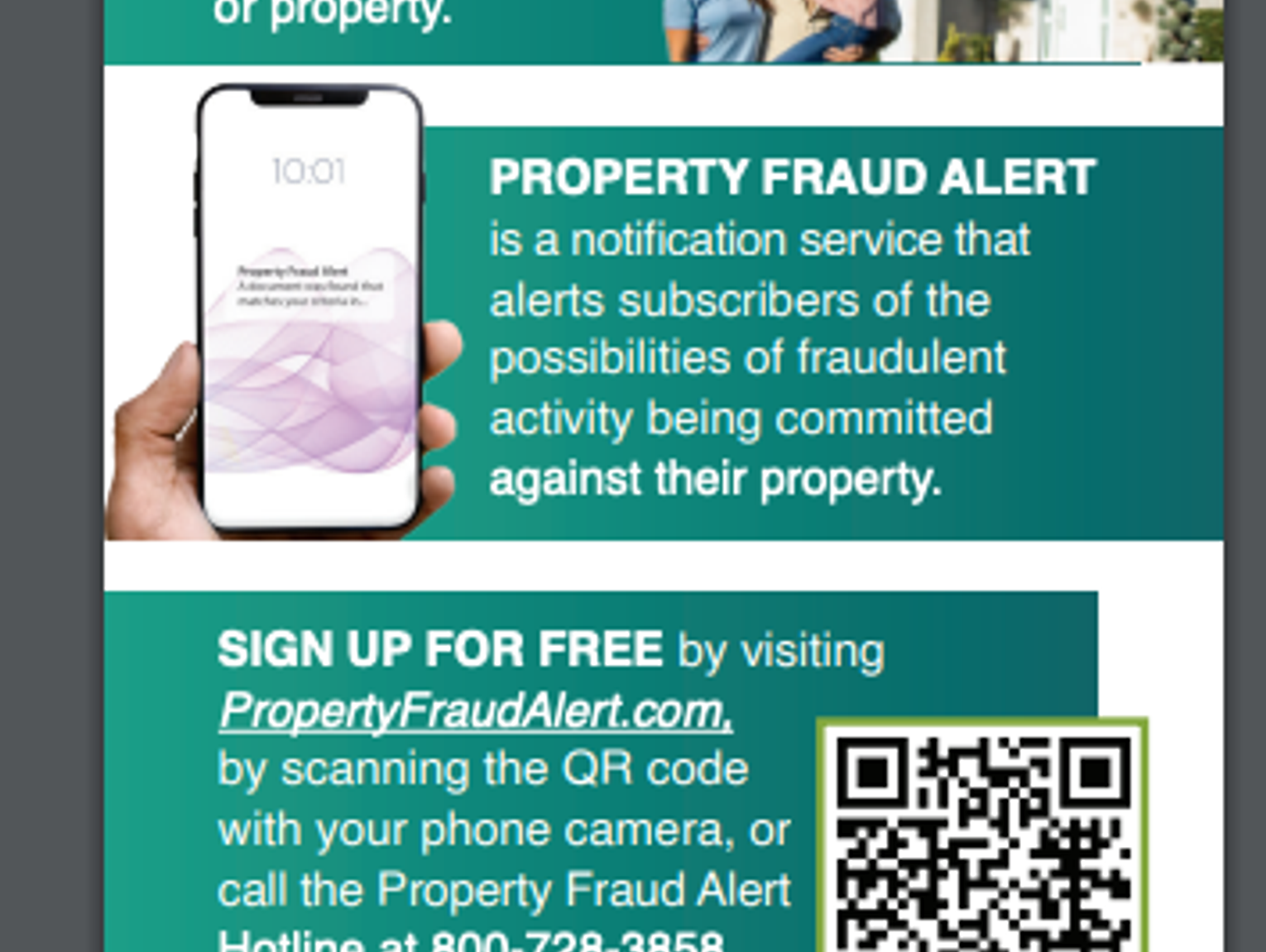 Property Fraud Alert- Sign Up For Free