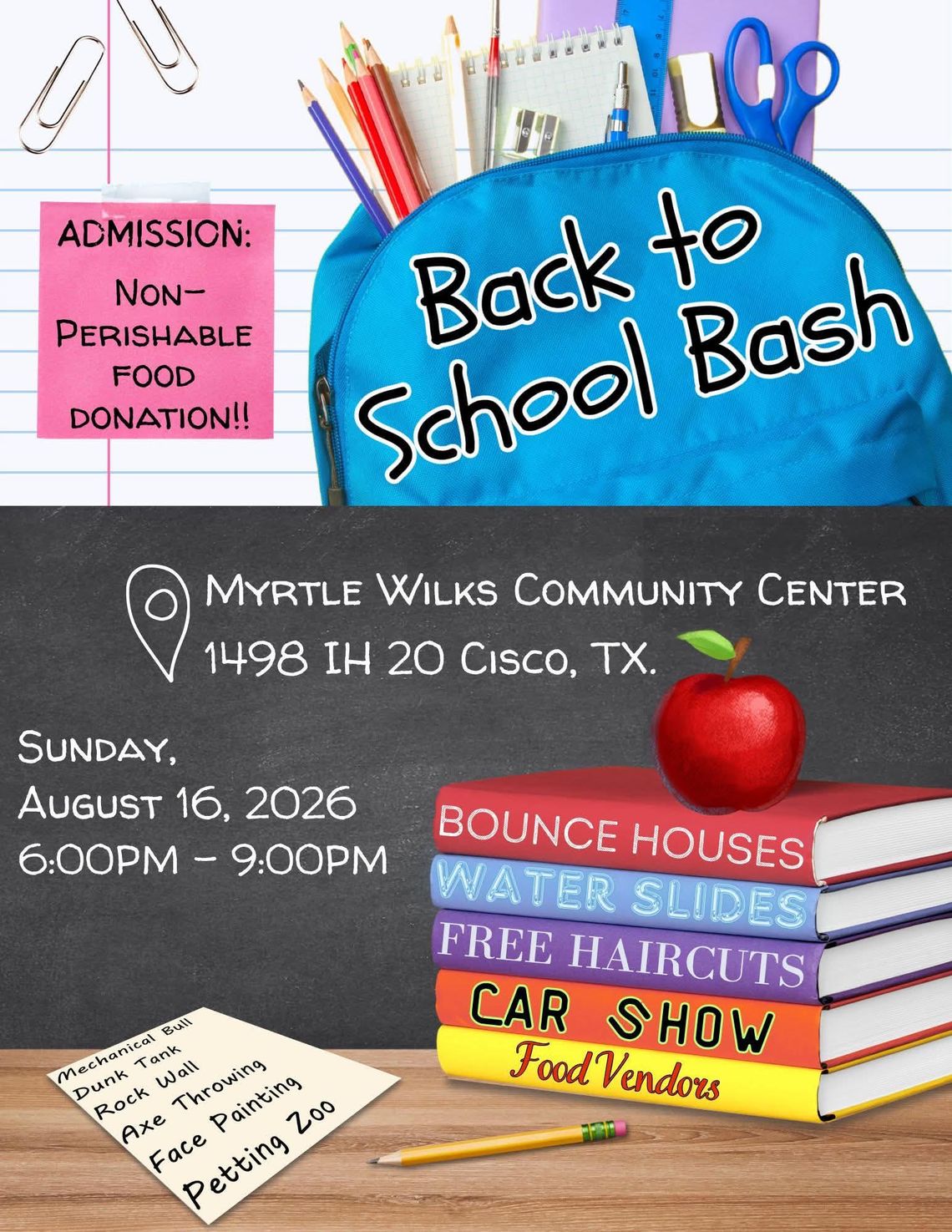 Back To School Bash Sunday, August 16