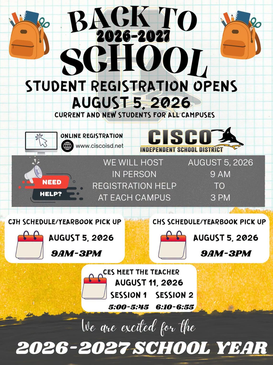 Back to Schoool Student Registration Opens August 5th Back to Schoool Student Registration Opens August 5th