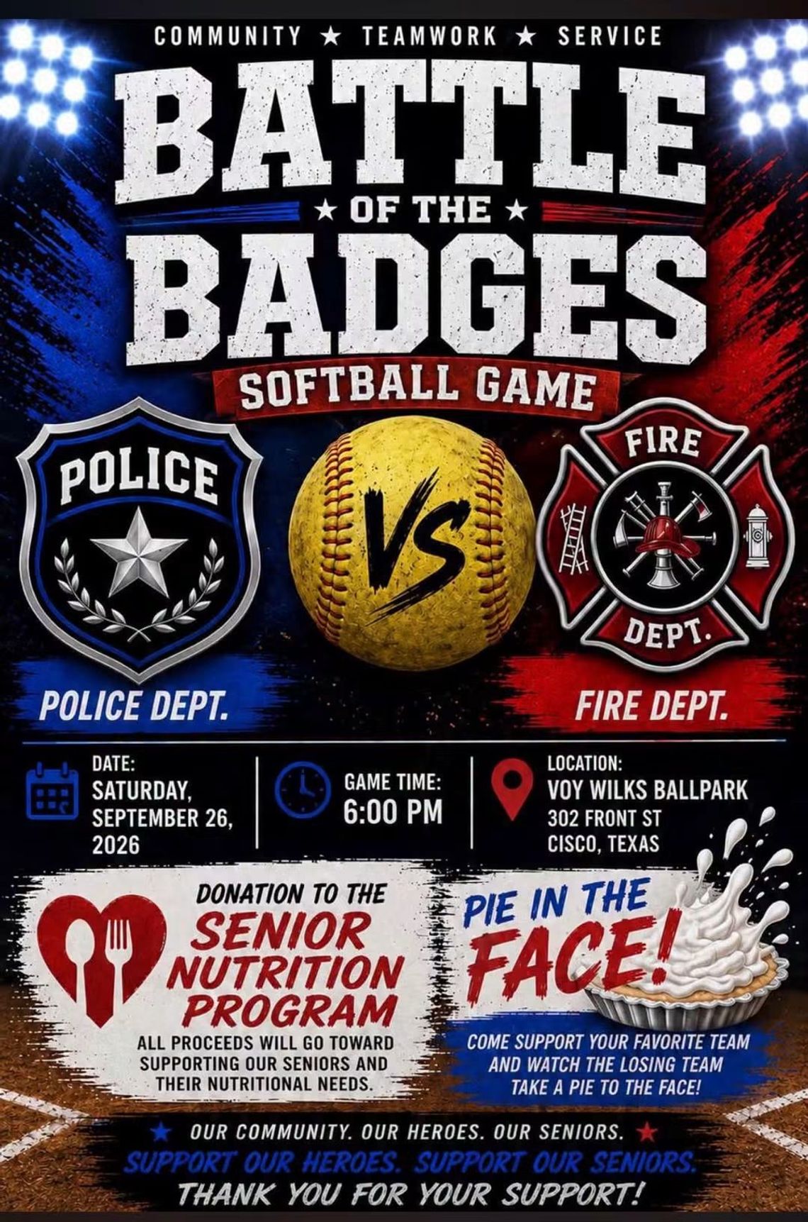 Battle of the Badges Softball Game Saturday, Sept. 26