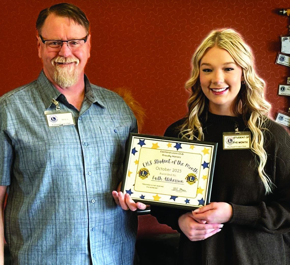 Eastland Lions Club Proudly Honors EHS Students of the Month