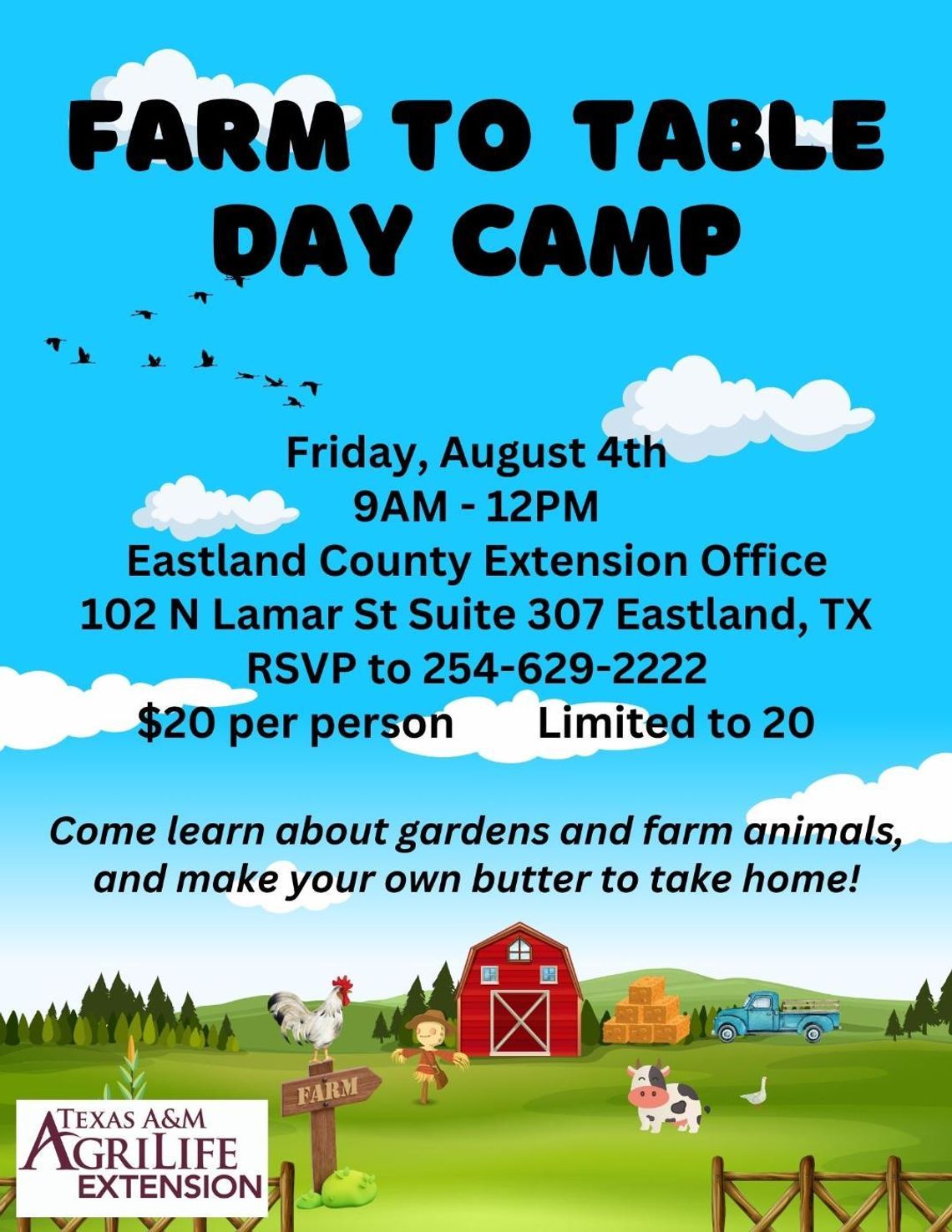 Farm to Table Day Camp Friday, August 4 