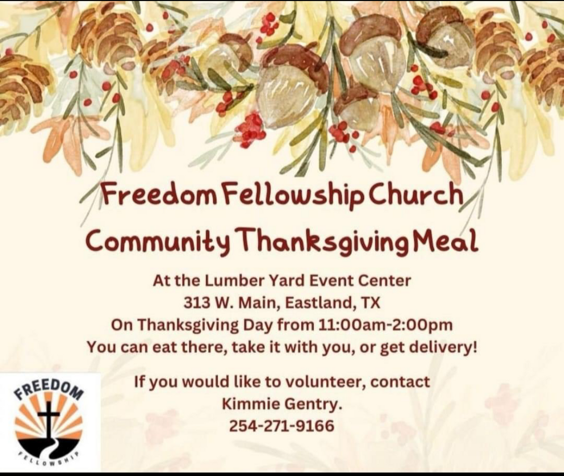 Freedom Church  Thanksgiving Meal Nov. 28