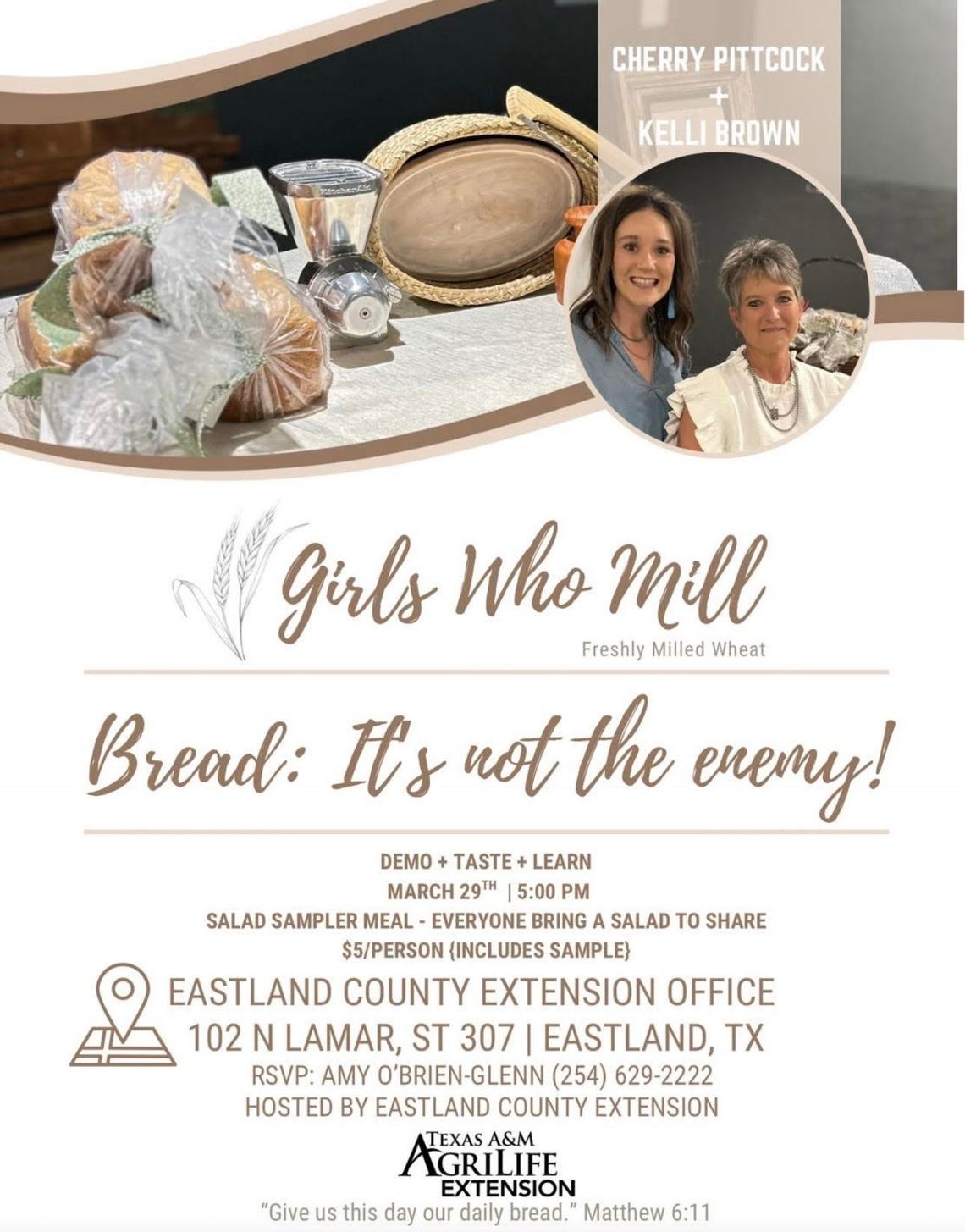 Girls Who Mill Freshly Milled Wheat March 29 at 5 PM
