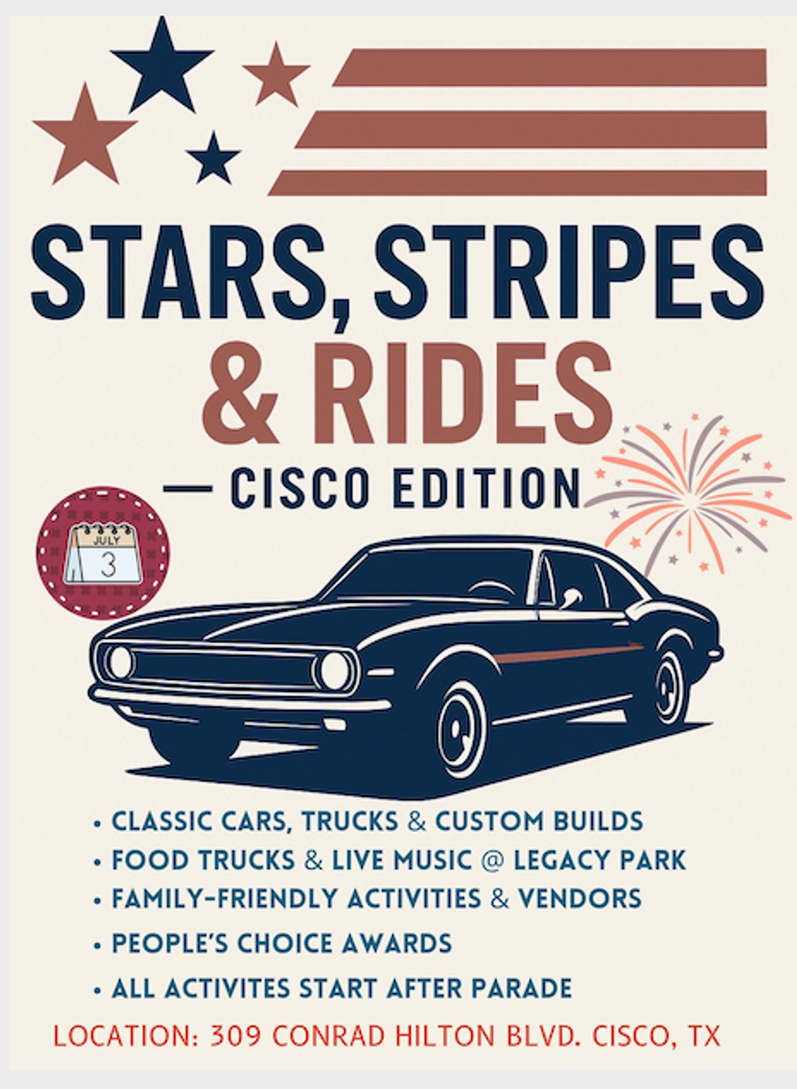 Stars, Stripes & Rides July 3rd in Cisco